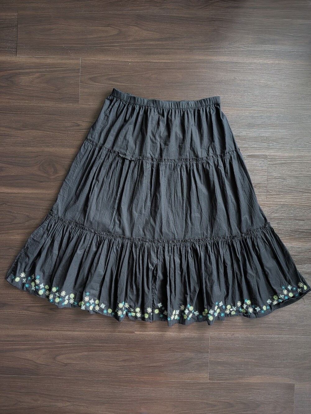 Classic Elements Black Embroidered Maxi Skirt Large Whimsy Whimsigoth Fairy